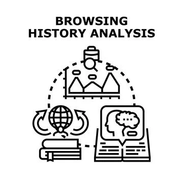 Analyzing browsing history for digital data insights Stock Illustration