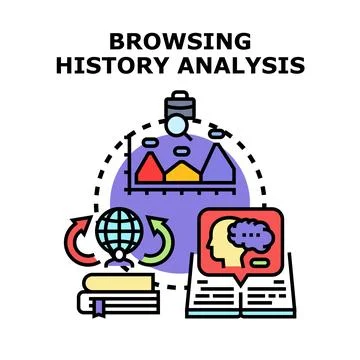 Analyzing browsing history for digital data insights Stock Illustration