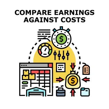 Analyzing budget comparing earnings against costs optimization イラスト素材