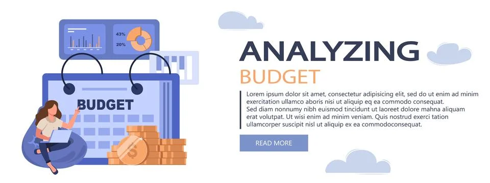 Analyzing budget concept Stock Illustration
