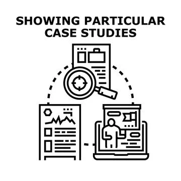 Analyzing business case studies and research data Stock Illustration
