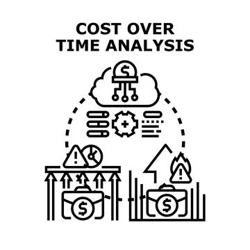 Analyzing business cost over time process Ilustração Stock