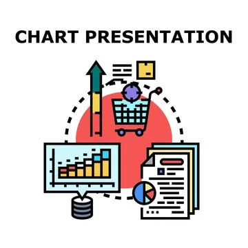 Analyzing business data and financial growth presentation Stock Illustration