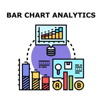 Analyzing business data with bar charts and analytics Stock Illustration