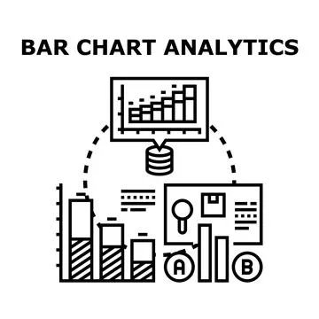 Analyzing business data with bar charts and analytics Stock Illustration
