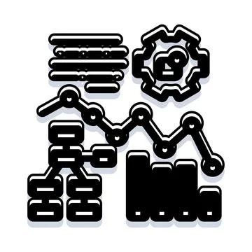 Analyzing business data with charts and graphs icon 스톡 일러스트