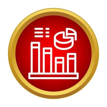Analyzing business data with charts and graphs icon Stock Illustration