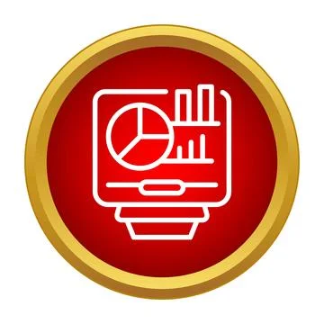 Analyzing business data with charts and graphs icon イラスト素材