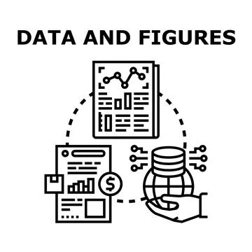 Analyzing business data financial figures infographic illustration Illustrazione stock
