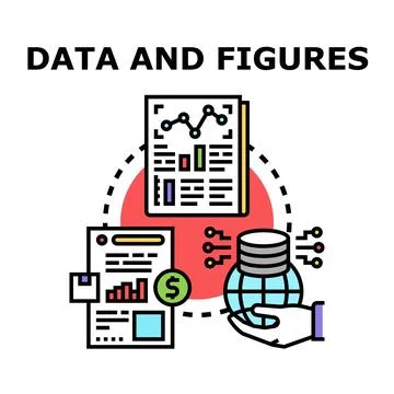 Analyzing business data financial figures infographic illustration Illustrazione stock