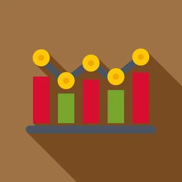 Analyzing business data with flat bar chart graph 库存插图