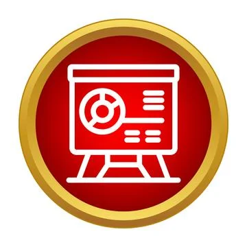 Analyzing business data presentation board red icon Stock Illustration