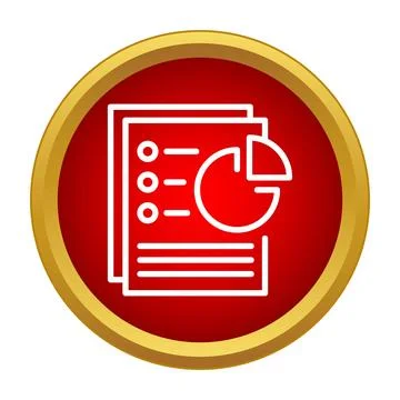 Analyzing business data report pie chart document icon Stock Illustration