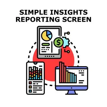 Analyzing business data on various digital screens Stock Illustration