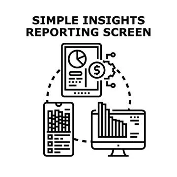 Analyzing business data on various digital screens Stock Illustration