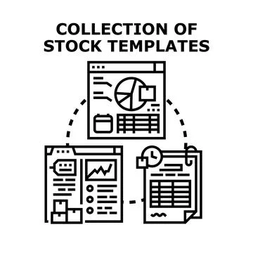 Analyzing business data with various document templates Stock Illustration
