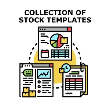 Analyzing business data with various document templates Stock Illustration