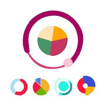 Analyzing business data with various pie charts 스톡 일러스트