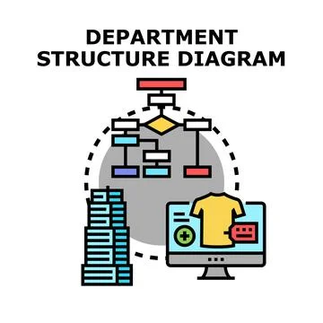 Analyzing business department structure using flowchart diagram Stock Illustration