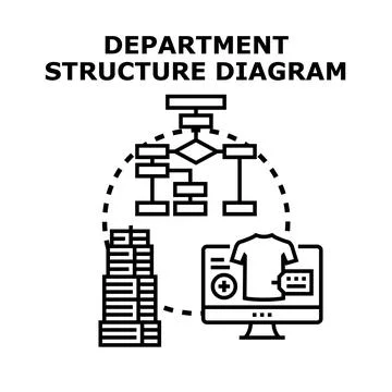 Analyzing business department structure using flowchart diagram Stock Illustration