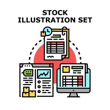 Analyzing business documents and financial data report Stock Illustration