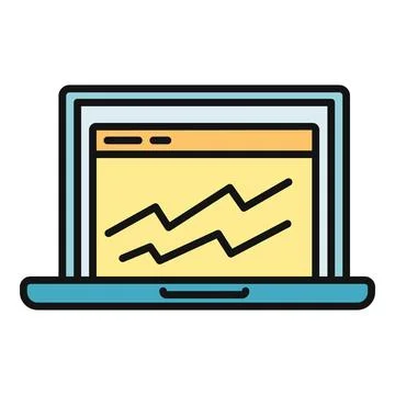 Analyzing business growth data chart on laptop screen 스톡 일러스트