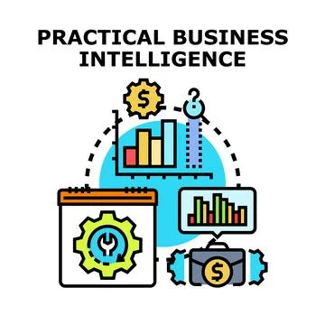 Analyzing business intelligence data for strategic decision making Stock Illustration