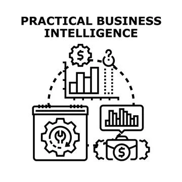 Analyzing business intelligence data for strategic decision making Stock Illustration
