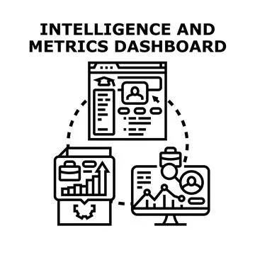 Analyzing business intelligence metrics dashboard concept Stock Illustration