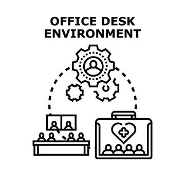 Analyzing business management and teamwork in office environment Stock Illustration