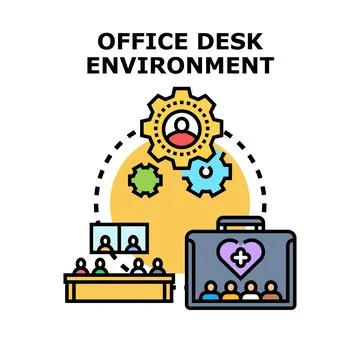 Analyzing business management and teamwork in office environment Stock Illustration