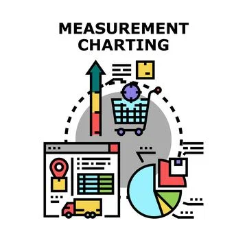 Analyzing business metrics and data charting process Stock Illustration