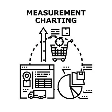 Analyzing business metrics and data charting process Stock Illustration