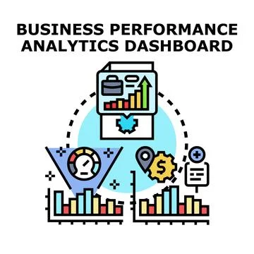 Analyzing business metrics on performance analytics dashboard Stock Illustration