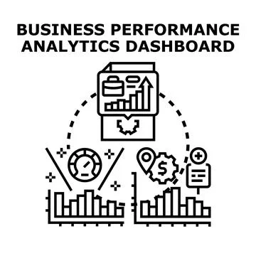 Analyzing business metrics on performance analytics dashboard Illustrazione stock