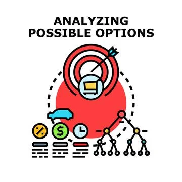 Analyzing business options for strategic decision making Stock Illustration