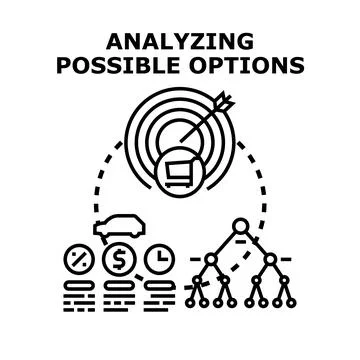 Analyzing business options for strategic decision making Stock Illustration