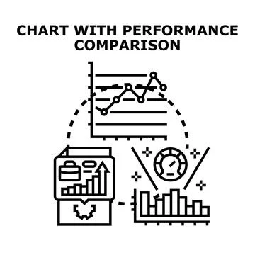 Analyzing business performance comparison data statistics Stock Illustration