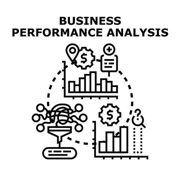 Analyzing business performance data for strategic development Stock Illustration