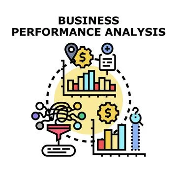 Analyzing business performance data for strategic development Stock Illustration
