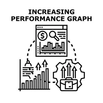 Analyzing business performance growth and development strategy Stock Illustration