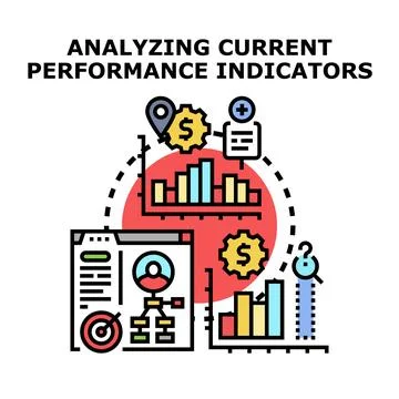 Analyzing business performance indicators and financial data Stock Illustration