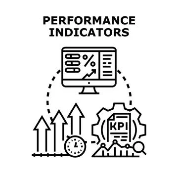 Analyzing business performance indicators and key metrics Stock Illustration
