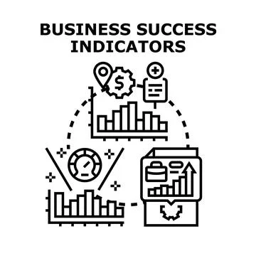 Analyzing business performance indicators for growth and success illustration Stock Illustration