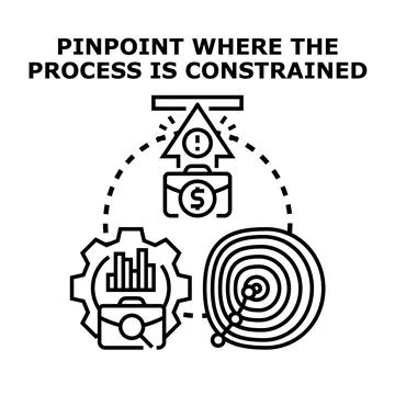 Analyzing business process bottlenecks and constraints, a conceptual illustra Stock Illustration