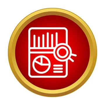 Analyzing business report data with magnifying glass icon Illustrazione stock