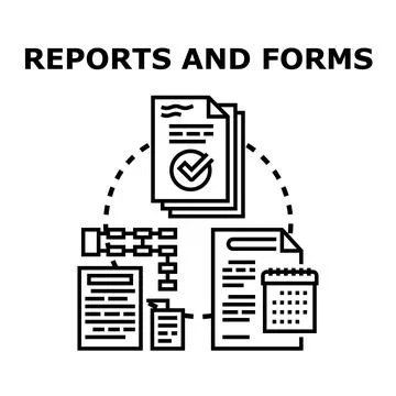 Analyzing business reports and completing official forms Stock Illustration