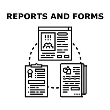 Analyzing business reports and digital document forms concept Stock Illustration