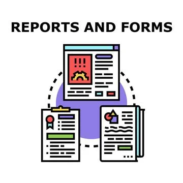 Analyzing business reports and digital document forms concept 스톡 일러스트