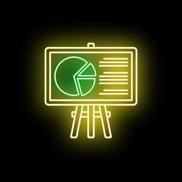 Analyzing business reports with neon pie chart presentation Stock Illustration